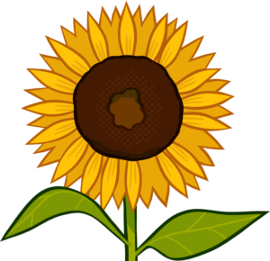 A sunflower with yellow petals and 2 green leaves, symbolizing Josiane Mapplebeck's work as a counselling therapist specializing in chronic illness & disability. The sunflower is often used as a symbol of hidden disabilities to encourage inclusivity, acceptance and understanding.